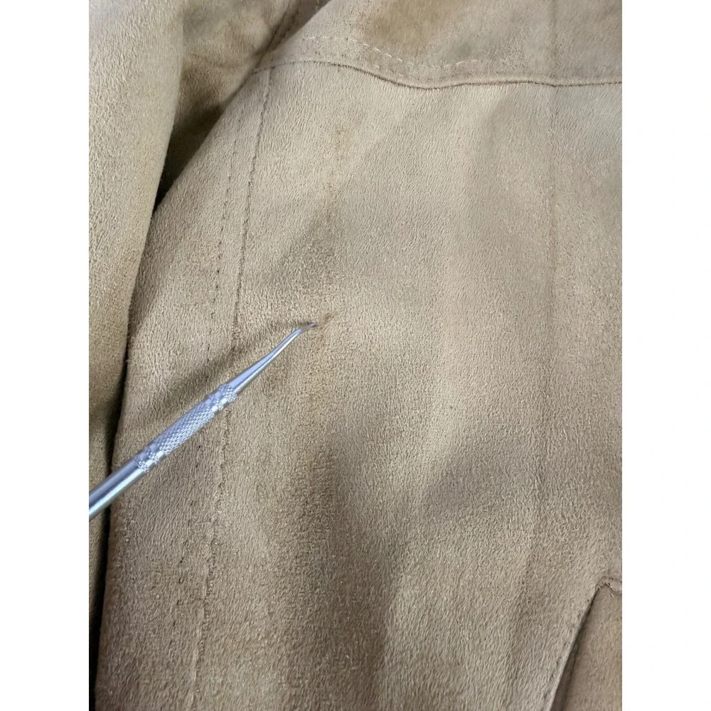 GE New Collection Bomber Jacket XXL Tan Faux Suede Made in Italy Zip Front